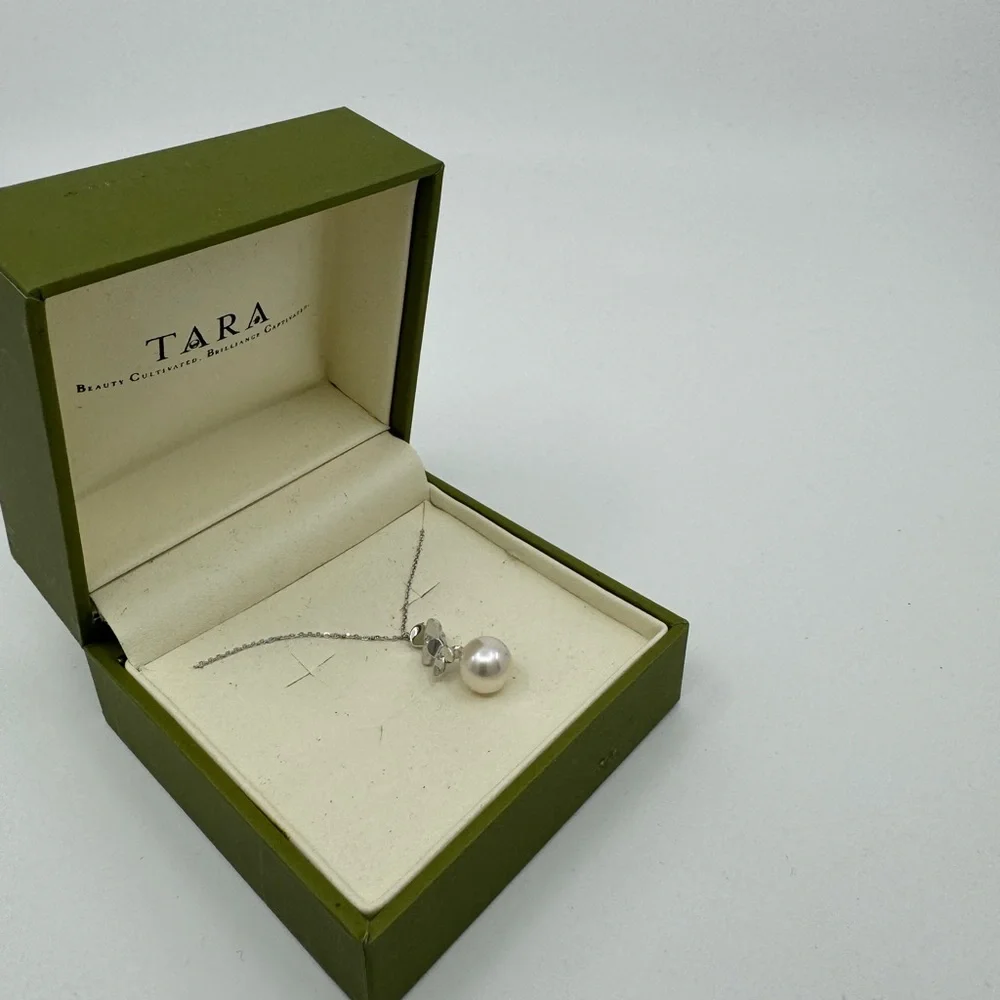 Tara Cultured Pearl and Diamond Pendant Necklace on 14k White Gold Chain - Picture 2 of 7